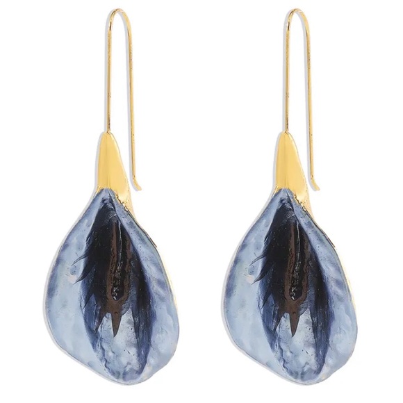 Sweet Artistic Irregular Alloy Iron Enamel Women'S Drop Earrings Blue and Gray - Picture 2 of 3